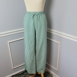 GAP Green Linen Blend Elastic Drawstring Waist Casual Summer Preppy Boho Pants M